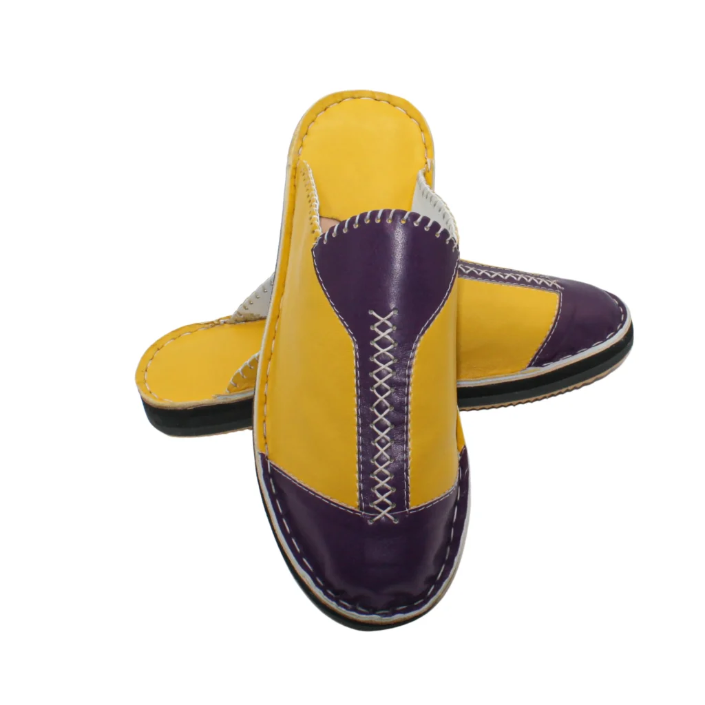Babouches/chaussons Homme En Cuir Véritable Taille 43 Jaune - Style Mule Vintage, Neuves Avec Emballage