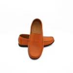 Mocassin orange homme cuir