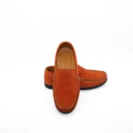 Mocassin orange homme daim