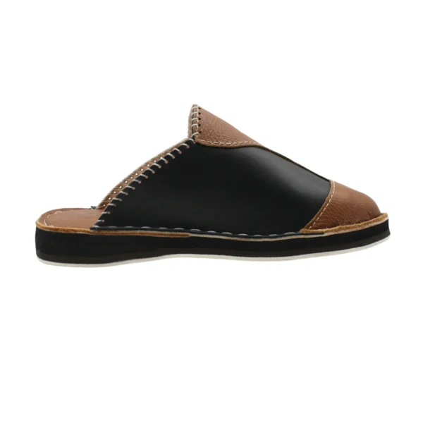 babouche en cuir pour homme​ marron(Vue de profil droit)